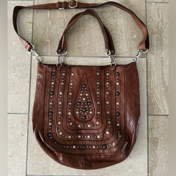 Campomaggi Handbags - Campomaggi Free People Gorgeous Studded Leather Embellished Crossbody Tote Bag